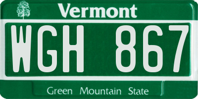 VT license plate WGH867
