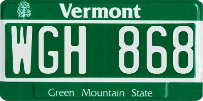 VT license plate WGH868