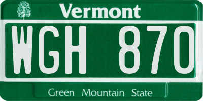 VT license plate WGH870