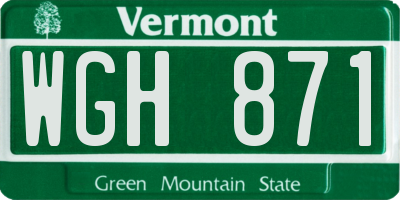 VT license plate WGH871