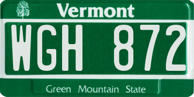 VT license plate WGH872