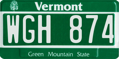 VT license plate WGH874