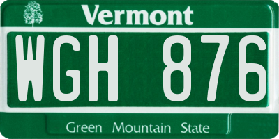 VT license plate WGH876