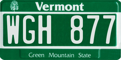 VT license plate WGH877