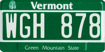 VT license plate WGH878