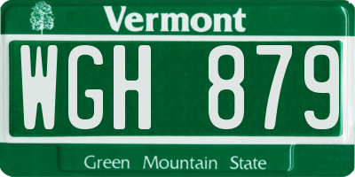 VT license plate WGH879