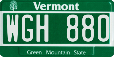 VT license plate WGH880