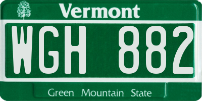 VT license plate WGH882
