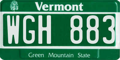 VT license plate WGH883