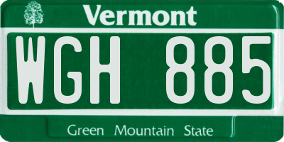 VT license plate WGH885