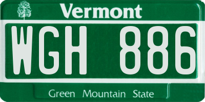 VT license plate WGH886