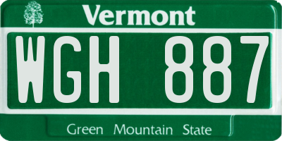 VT license plate WGH887