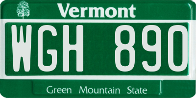 VT license plate WGH890
