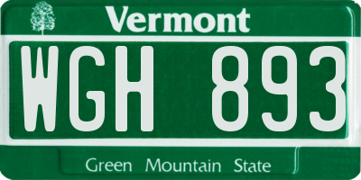 VT license plate WGH893