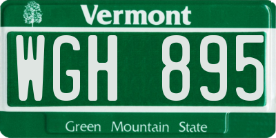 VT license plate WGH895
