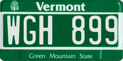 VT license plate WGH899