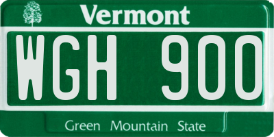 VT license plate WGH900
