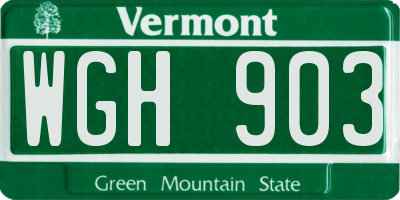 VT license plate WGH903