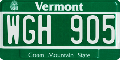 VT license plate WGH905