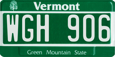 VT license plate WGH906