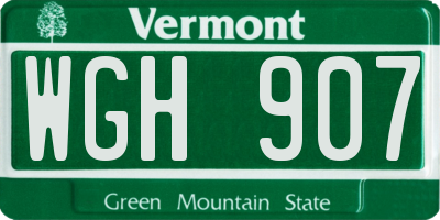 VT license plate WGH907