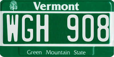 VT license plate WGH908