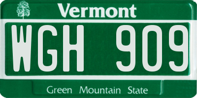 VT license plate WGH909