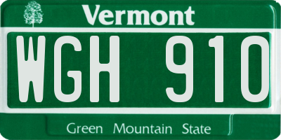 VT license plate WGH910