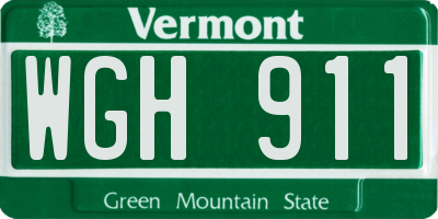 VT license plate WGH911