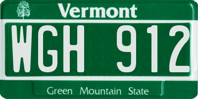 VT license plate WGH912