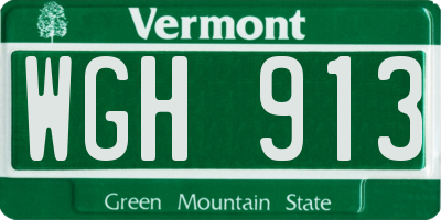 VT license plate WGH913