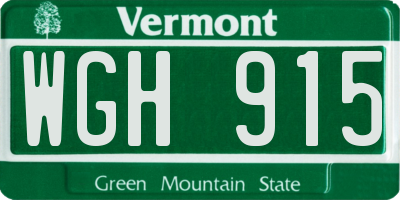 VT license plate WGH915