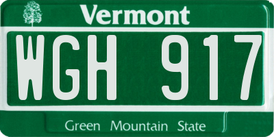VT license plate WGH917