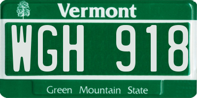 VT license plate WGH918