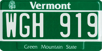 VT license plate WGH919
