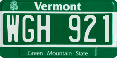 VT license plate WGH921