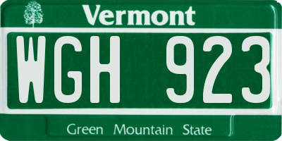 VT license plate WGH923
