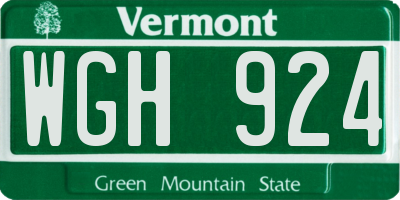 VT license plate WGH924