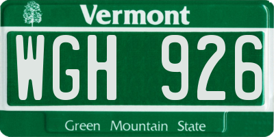 VT license plate WGH926