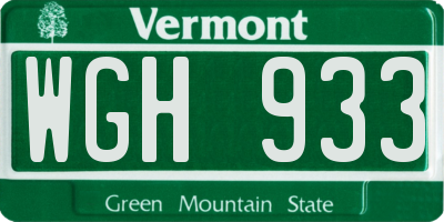 VT license plate WGH933