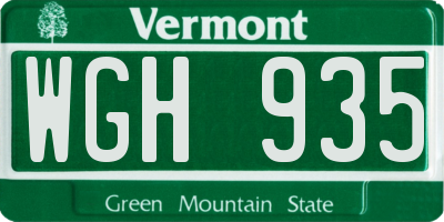 VT license plate WGH935