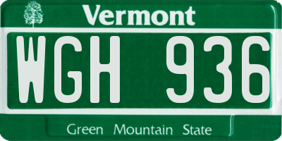 VT license plate WGH936