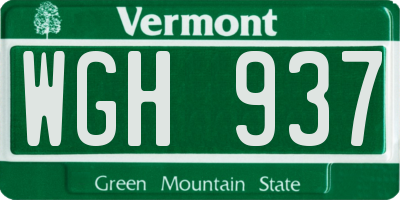 VT license plate WGH937