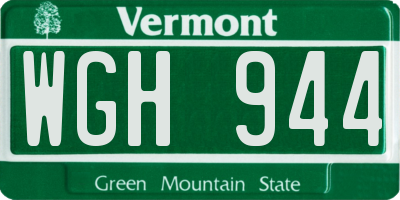 VT license plate WGH944