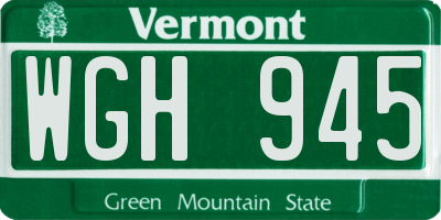 VT license plate WGH945