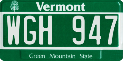 VT license plate WGH947