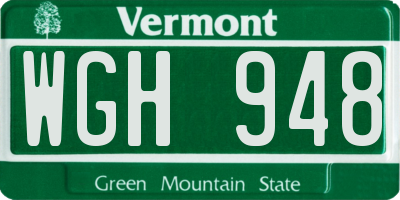 VT license plate WGH948