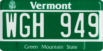VT license plate WGH949