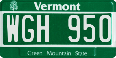 VT license plate WGH950