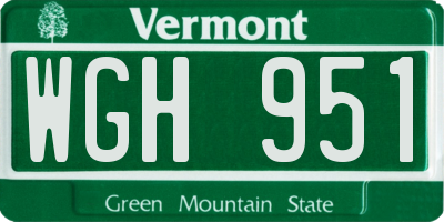 VT license plate WGH951